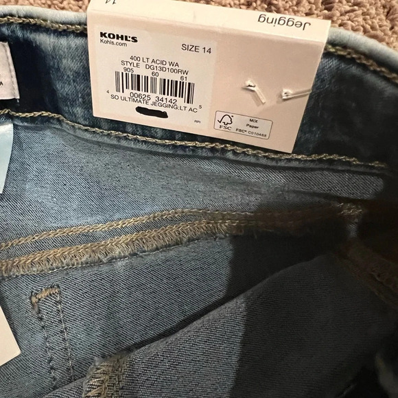 NWT new Set of 3 SO leggings jeggings girls 14 pink green blue denim - Picture 14 of 17